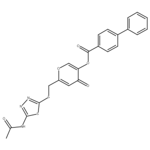 6-(((5-acetamido-1,3,4-thiadiazol-2-yl)thio)methyl)-4-oxo-4H-pyran-3-yl [1,1'-biphenyl]-4-carboxylate Structure