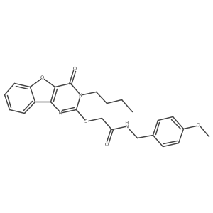 2-[(3-butyl-4-oxo-3,4-dihydro[1]benzofuro[3,2-d]pyrimidin-2-yl)sulfanyl]-N-(4-methoxybenzyl)acetamide Structure