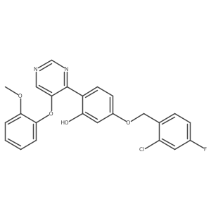 5-((2-Chloro-4-fluorobenzyl)oxy)-2-(5-(2-methoxyphenoxy)pyrimidin-4-yl)phenol Structure