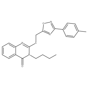 3-butyl-2-(((3-(p-tolyl)-1,2,4-oxadiazol-5-yl)methyl)thio)quinazolin-4(3H)-one结构式