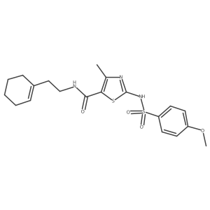 N-(2-(cyclohex-1-en-1-yl)ethyl)-2-(4-methoxyphenylsulfonamido)-4-methylthiazole-5-carboxamide结构式