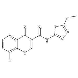 8-chloro-N-(5-ethyl-1,3,4-thiadiazol-2-yl)-4-hydroxyquinoline-3-carboxamide结构式