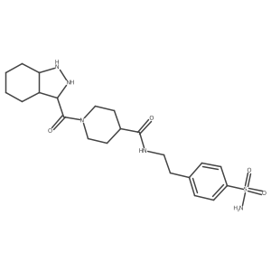 1-(2,3,3a,4,5,6,7,7a-octahydro-1H-indazole-3-carbonyl)-N-[2-(4-sulfamoylphenyl)ethyl]piperidine-4-carboxamide结构式