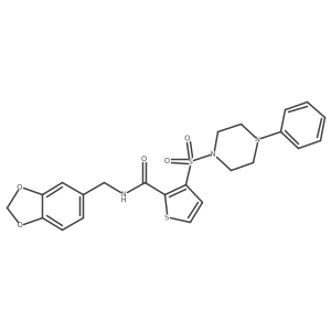 N-(1,3-benzodioxol-5-ylmethyl)-3-[(4-phenylpiperazin-1-yl)sulfonyl]thiophene-2-carboxamide结构式