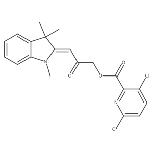 CN1C(=CC(=O)COC(=O)c2nc(Cl)ccc2Cl)C(C)(C)c2ccccc21结构式