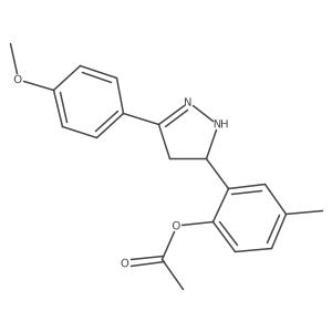 Phenol, 2-[4,5-dihydro-3-(4-methoxyphenyl)-1H-pyrazol-5-yl]-4-methyl-, 1-acetate Structure
