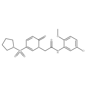 COc1ccc(Cl)cc1NC(=O)Cn1cc(S(=O)(=O)N2CCCC2)ccc1=O结构式