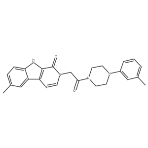 Cc1cccc(N2CCN(C(=O)Cn3cnc4c([nH]c5ccc(C)cc54)c3=O)CC2)c1结构式