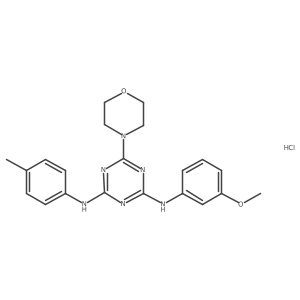 N2-(3-methoxyphenyl)-6-morpholino-N4-(p-tolyl)-1,3,5-triazine-2,4-diamine hydrochloride结构式