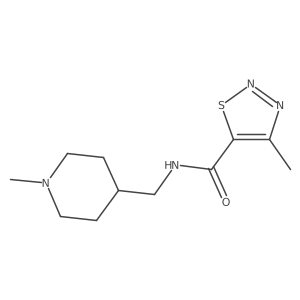 4-methyl-N-((1-methylpiperidin-4-yl)methyl)-1,2,3-thiadiazole-5-carboxamide结构式