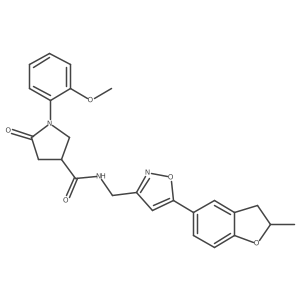 1-(2-methoxyphenyl)-N-((5-(2-methyl-2,3-dihydrobenzofuran-5-yl)isoxazol-3-yl)methyl)-5-oxopyrrolidine-3-carboxamide结构式