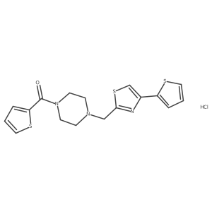 Thiophen-2-yl(4-((4-(thiophen-2-yl)thiazol-2-yl)methyl)piperazin-1-yl)methanone hydrochloride Structure