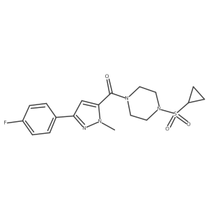 (4-(cyclopropylsulfonyl)piperazin-1-yl)(3-(4-fluorophenyl)-1-methyl-1H-pyrazol-5-yl)methanone Structure
