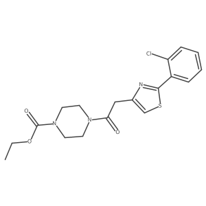 Ethyl 4-{[2-(2-chlorophenyl)-1,3-thiazol-4-yl]acetyl}piperazine-1-carboxylate结构式