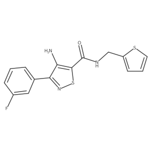 4-amino-3-(3-fluorophenyl)-N-(thiophen-2-ylmethyl)isothiazole-5-carboxamide结构式