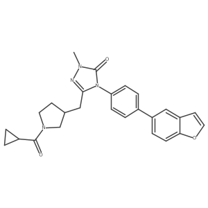 4-[4-(1-benzofuran-5-yl)phenyl]-5-{[(3S)-1-(cyclopropylcarbonyl)-3-pyrrolidinyl]methyl}-2-methyl-2,4-dihydro-3H-1,2,4-triazol-3-one结构式