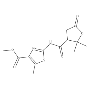 Methyl 2-{[(2,2-dimethyl-5-oxotetrahydro-3-furanyl)carbonyl]amino}-5-methyl-1,3-thiazole-4-carboxylate结构式