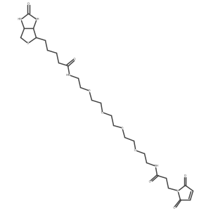 N-(18-(2,5-Dioxo-2,5-dihydro-1H-pyrrol-1-yl)-16-oxo-3,6,9,12-tetraoxa-15-azaoctadecyl)-5-((3aS,4S,6aR)-2-oxohexahydro-1H-thieno[3,4-d]imidazol-4-yl)pentanamide Structure