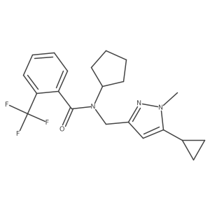 N-cyclopentyl-N-((5-cyclopropyl-1-methyl-1H-pyrazol-3-yl)methyl)-2-(trifluoromethyl)benzamide结构式