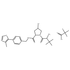 (2S,4S)-1-((S)-2-Amino-3,3-dimethylbutanoyl)-4-hydroxy-N-(4-(4-methylthiazol-5-yl)benzyl)pyrrolidine-2-carboxamide 2,2,2-trifluoroacetate结构式
