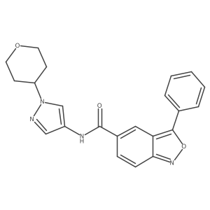 3-phenyl-N-(1-(tetrahydro-2H-pyran-4-yl)-1H-pyrazol-4-yl)benzo[c]isoxazole-5-carboxamide结构式