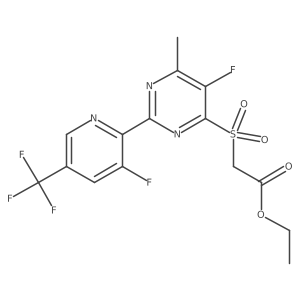 Ethyl 2-((5-fluoro-2-(3-fluoro-5-(trifluoromethyl)pyridin-2-yl)-6-methylpyrimidin-4-yl)sulfonyl)acetate Structure