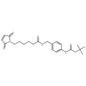 Tert-butyl (4-((6-(2,5-dioxo-2,5-dihydro-1H-pyrrol-1-yl)hexanamido)methyl)phenyl)carbamate结构式