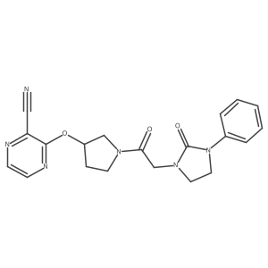 3-((1-(2-(2-Oxo-3-phenylimidazolidin-1-yl)acetyl)pyrrolidin-3-yl)oxy)pyrazine-2-carbonitrile结构式
