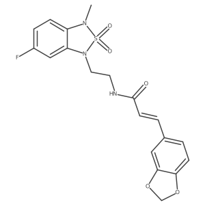 (E)-3-(benzo[d][1,3]dioxol-5-yl)-N-(2-(6-fluoro-3-methyl-2,2-dioxidobenzo[c][1,2,5]thiadiazol-1(3H)-yl)ethyl)acrylamide结构式