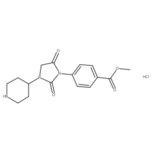 Methyl 4-[2,5-dioxo-3-(piperidin-4-yl)imidazolidin-1-yl]benzoate hydrochloride结构式