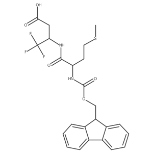 3-[2-({[(9H-fluoren-9-yl)methoxy]carbonyl}amino)-4-(methylsulfanyl)butanamido]-4,4,4-trifluorobutanoic acid Structure