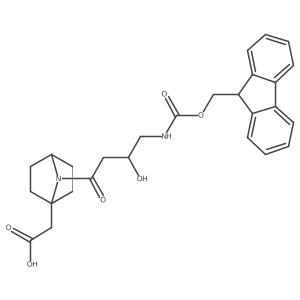 2-{7-[4-({[(9H-fluoren-9-yl)methoxy]carbonyl}amino)-3-hydroxybutanoyl]-7-azabicyclo[2.2.1]heptan-1-yl}acetic acid结构式