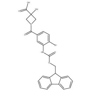 1-[4-bromo-3-({[(9H-fluoren-9-yl)methoxy]carbonyl}amino)benzoyl]-3-hydroxyazetidine-3-carboxylic acid结构式