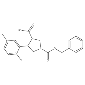 rac-(3R,4S)-1-[(benzyloxy)carbonyl]-4-(2-fluoro-5-methylphenyl)pyrrolidine-3-carboxylic acid结构式