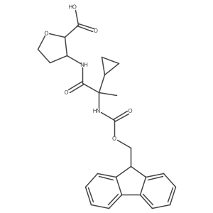 rac-(2R,3S)-3-[2-cyclopropyl-2-({[(9H-fluoren-9-yl)methoxy]carbonyl}amino)propanamido]oxolane-2-carboxylic acid结构式