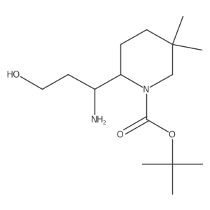 Tert-butyl 2-(1-amino-3-hydroxypropyl)-5,5-dimethylpiperidine-1-carboxylate结构式