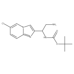 tert-butyl N-(2-amino-1-{6-chloroimidazo[1,2-a]pyridin-2-yl}ethyl)carbamate结构式