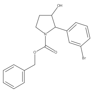 rac-benzyl (2R,3R)-2-(3-bromophenyl)-3-hydroxypyrrolidine-1-carboxylate结构式