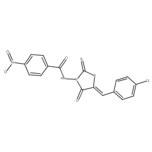 (E)-N-(5-(4-chlorobenzylidene)-4-oxo-2-thioxothiazolidin-3-yl)-4-nitrobenzamide结构式