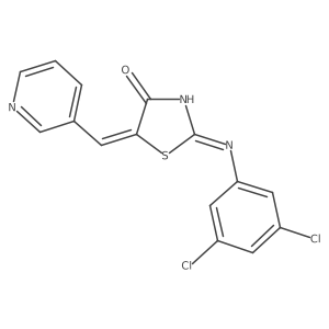 (2E,5Z)-2-[(3,5-dichlorophenyl)imino]-5-(pyridin-3-ylmethylidene)-1,3-thiazolidin-4-one Structure