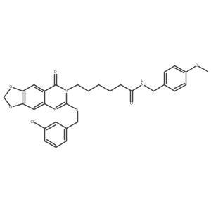 6-(6-{[(3-chlorophenyl)methyl]sulfanyl}-8-oxo-2H,7H,8H-[1,3]dioxolo[4,5-g]quinazolin-7-yl)-N-[(4-methoxyphenyl)methyl]hexanamide Structure