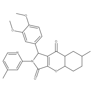 1-(3,4-dimethoxyphenyl)-7-methyl-2-(4-methylpyridin-2-yl)-4a,5,6,7,8,8a-hexahydro-1H-chromeno[2,3-c]pyrrole-3,9-dione结构式