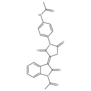 N-{4-[(5Z)-5-(1-acetyl-2-oxo-1,2-dihydro-3H-indol-3-ylidene)-4-oxo-2-thioxo-1,3-thiazolidin-3-yl]phenyl}acetamide Structure