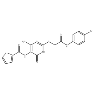 N-(4-amino-2-((2-((4-bromophenyl)amino)-2-oxoethyl)thio)-6-oxo-1,6-dihydropyrimidin-5-yl)furan-2-carboxamide结构式