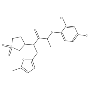 2-(2,4-dichlorophenoxy)-N-(1,1-dioxidotetrahydrothiophen-3-yl)-N-[(5-methylfuran-2-yl)methyl]propanamide结构式