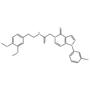 2-(1-(3-chlorophenyl)-4-oxo-1H-pyrazolo[3,4-d]pyrimidin-5(4H)-yl)-N-(3,4-dimethoxyphenethyl)acetamide结构式
