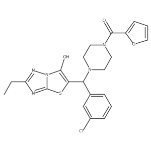 (4-((3-Chlorophenyl)(2-ethyl-6-hydroxythiazolo[3,2-b][1,2,4]triazol-5-yl)methyl)piperazin-1-yl)(furan-2-yl)methanone Structure