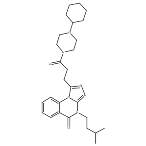 1-[3-(4-cyclohexylpiperazin-1-yl)-3-oxopropyl]-4-(3-methylbutyl)-4H,5H-[1,2,4]triazolo[4,3-a]quinazolin-5-one结构式