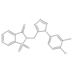 2-{[1-(3,4-dichlorophenyl)-1H-tetrazol-5-yl]methyl}-1,2-benzothiazol-3(2H)-one 1,1-dioxide结构式