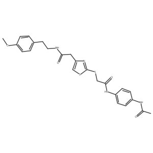 N-(4-acetamidophenyl)-2-((4-(2-((4-methoxyphenethyl)amino)-2-oxoethyl)thiazol-2-yl)thio)acetamide结构式